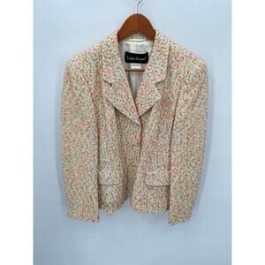 LOUIS FERARD Mulitcolor Tweed Collared Jacket Blazer with Ivory Buttons // 12